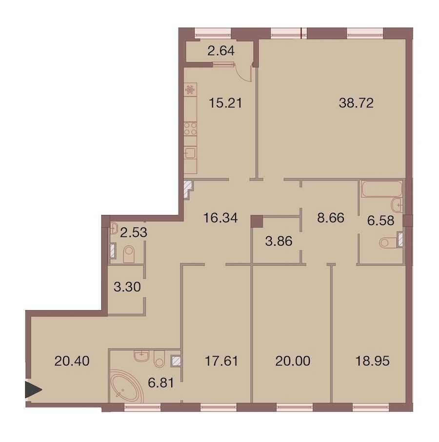 Четырехкомнатная квартира в : площадь 180.29 м2 , этаж: 4 – купить в Санкт-Петербурге